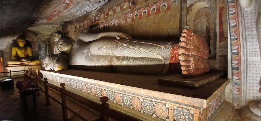 Inside one of the caves in Dambulla