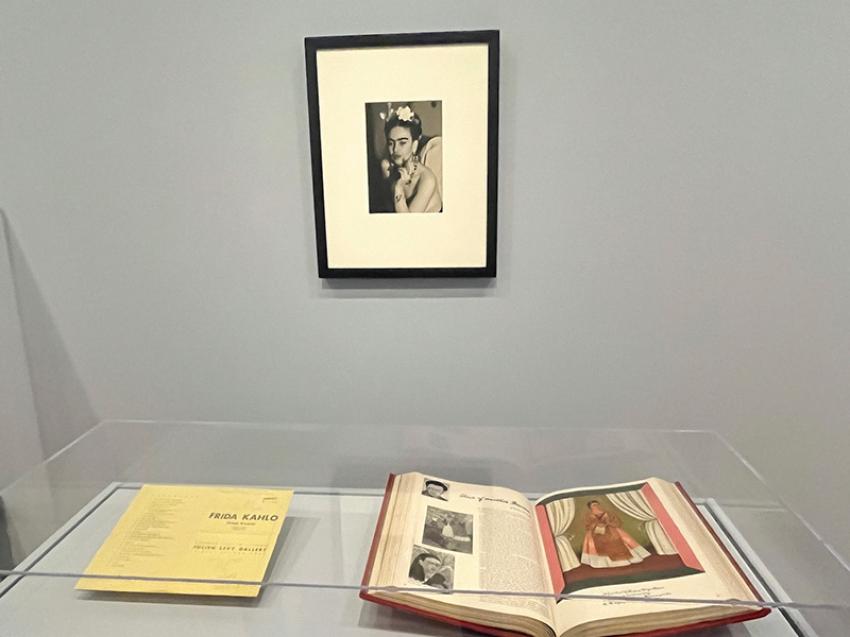 A photograph of Frida Kahlo at the exhibition