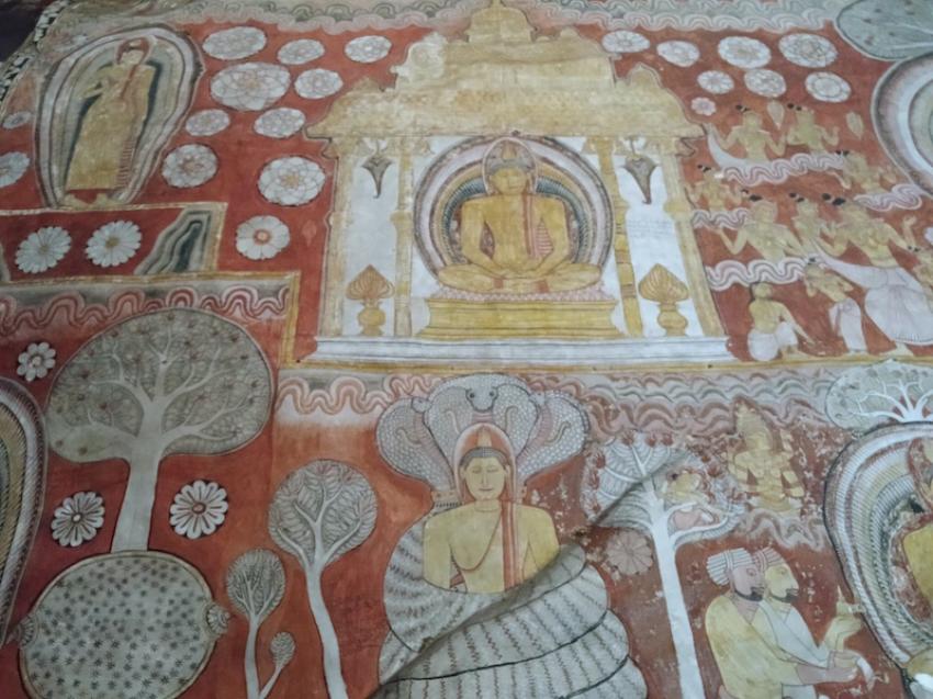 Murals inside one of the caves in Dambulla