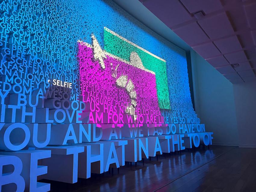 This 22-foot-tall  talking word wall shares the story of the English language.