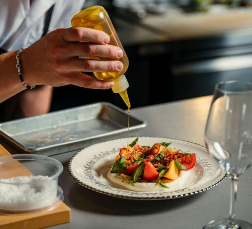 A tomato and basil dish from the kitchen of Nero Tondo. Photo: Johnny C.Y. Lam/Air Canada