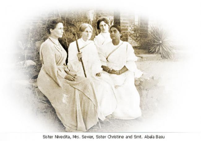 Sister Nivedita, Sister Christine, Charlotte Sevier, and Lady Abala Bose in Mayavati. Photo: Wikipedia Creative Commons