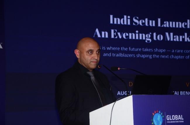 Acting Deputy High Commissioner, Bhaarat Dave spoke at the IndiSetu launch event in Kolkata on UK-India collaboration. Photo: Avishek Mitra