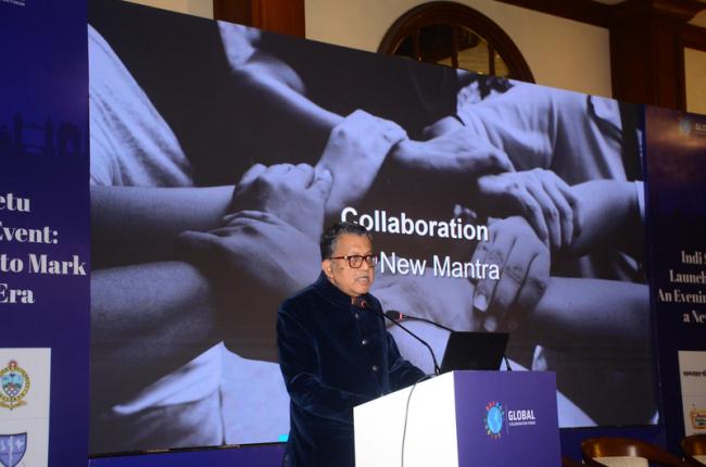 Dr Amit Ghose walked the audience through the framework of IndiSetu 2025. Photo: Avishek Mitra/IBNS